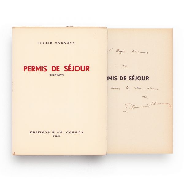 Ilarie Voronca, Permis de Séjour, 1935, cu dedicație olografă