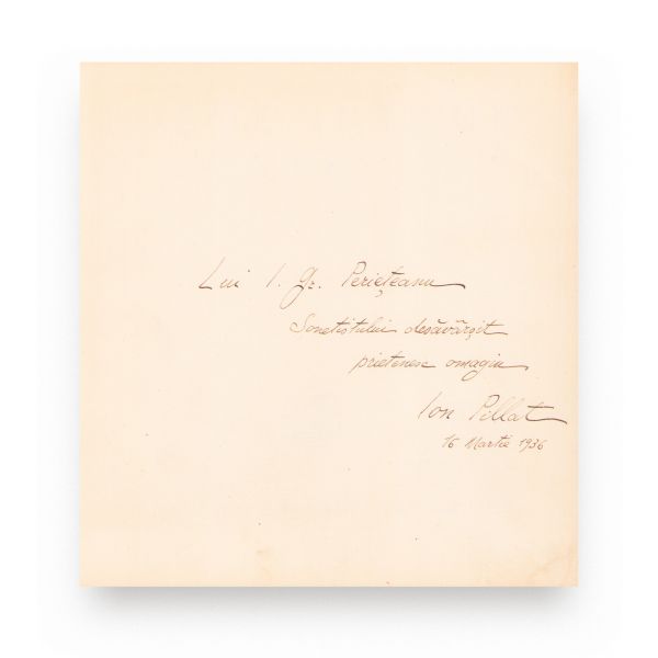 Ion Pillat, Poeme într-un vers, 1935, exemplar numerotat cu dedicație pentru I. Gr. Periețeanu