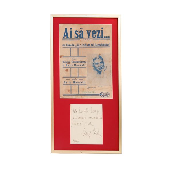 Leny Caler, fotografie de epocă + bilet cu autograf, 1946