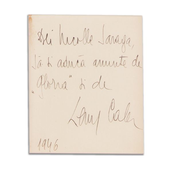 Leny Caler, fotografie de epocă + bilet cu autograf, 1946