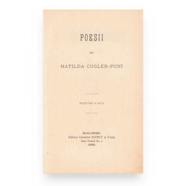 Matilda Cugler-Poni, Poesii, 1885 + fotografie format carte-de-visite