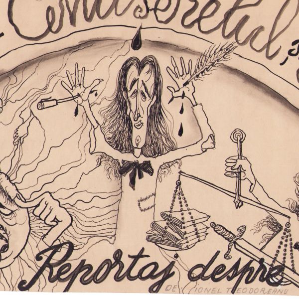 Mihail D. Gion, Maestrul-Cenușerelul și Ioana D’acra, 1940, peniță și acuarelă pe carton