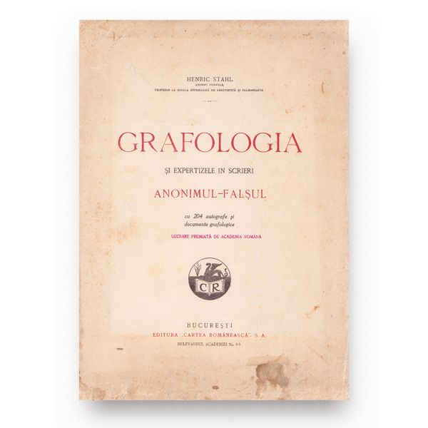 Henric Stahl, Grafologia și expertizele în scrieri, 1931, cu dedicație