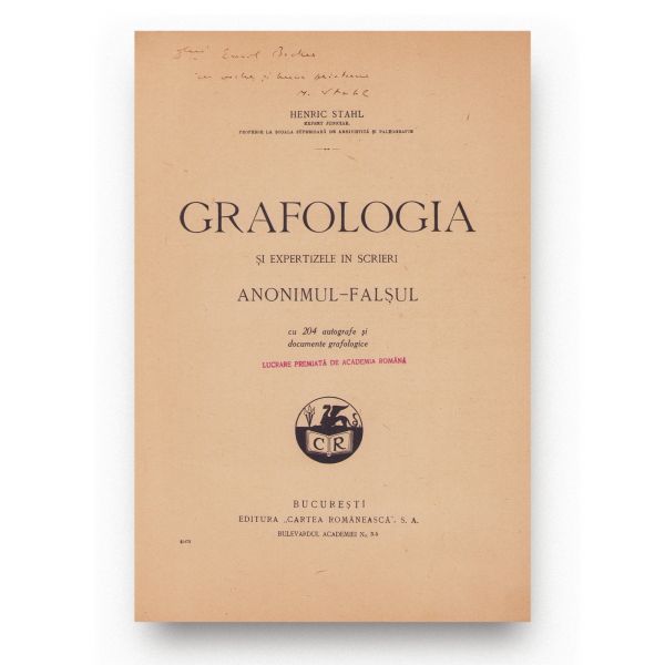 Henric Stahl, Grafologia și expertizele în scrieri, 1931, cu dedicație