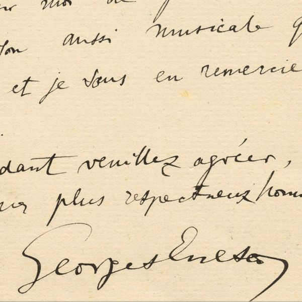 George Enescu, scrisoare olografă referitoare la un concert privat, 1900 + fotografie cu un clișeu original