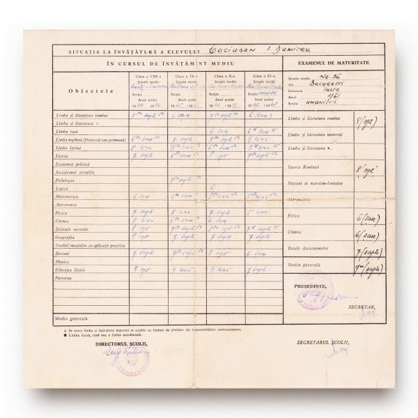 Colecție de 9 certificate și diplome de absolvire, 1929-1961