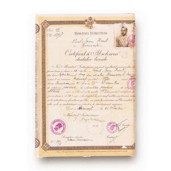 Colecție de 9 certificate și diplome de absolvire, 1929-1961