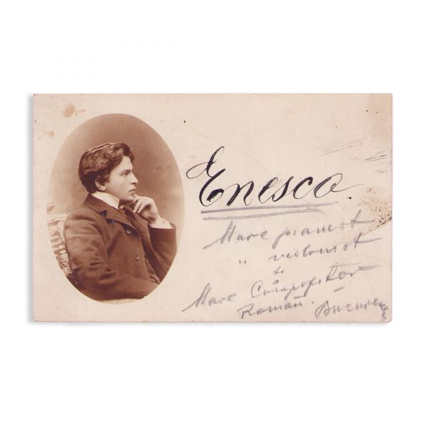 George Enescu, fotografie tip carte poștală, atelier fotografic F. Mandy
