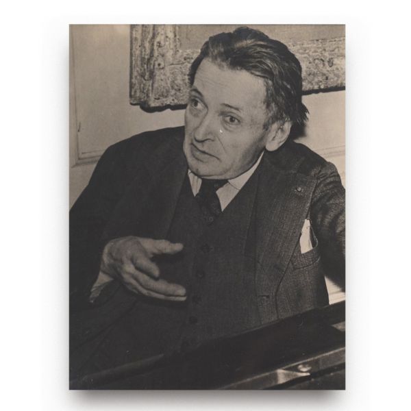 George Enescu, fotografie de epocă, 1953 + carte de vizită cu semnătură olografă