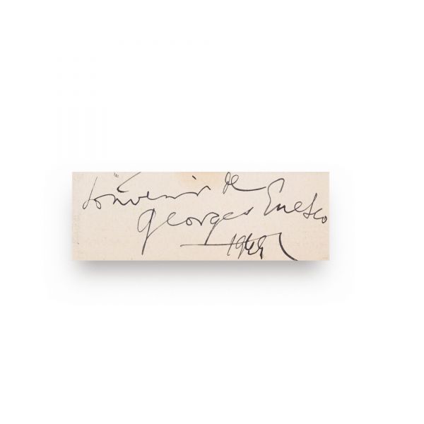 George Enescu, fotografie de epocă, 1953 + carte de vizită cu semnătură olografă
