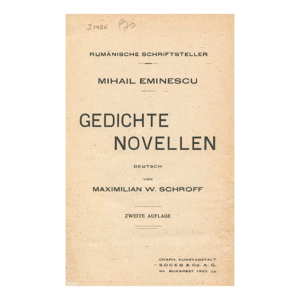 M. Eminescu, Gedichte - Novellen, prima ediție, cu dedicația traducătorului
