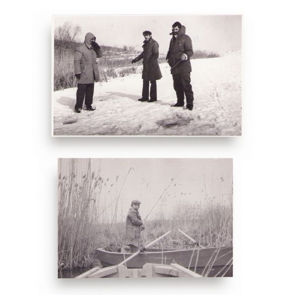 Ion Băieșu, Radu Anton Roman, Darie Novăceanu, Petre Luscalov, Mircea Croitoru și Dumitru Radu Popescu la pescuit, 8 fotografii de epocă