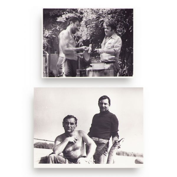 Ion Băieșu, Radu Anton Roman, Darie Novăceanu, Petre Luscalov, Mircea Croitoru și Dumitru Radu Popescu la pescuit, 8 fotografii de epocă