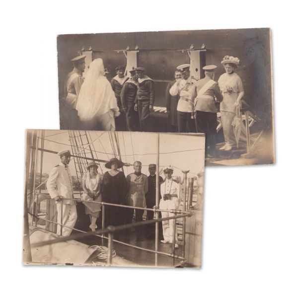 Vizita Țarului Nicolae al II-lea la Constanța, două fotografii tip carte poștală, 1914 