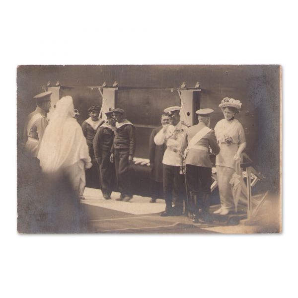 Vizita Țarului Nicolae al II-lea la Constanța, două fotografii tip carte poștală, 1914 