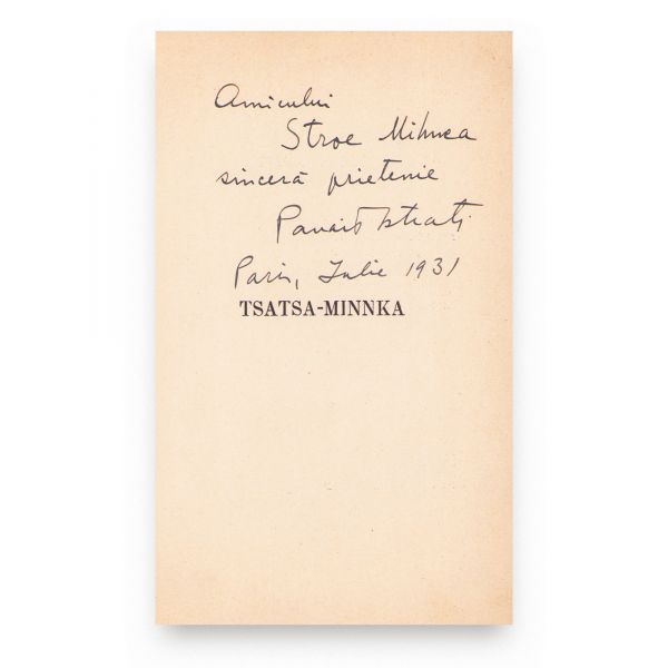 Panait Istrati, Tsatsa-Minnka, 1931, exemplar numerotat și cu dedicație