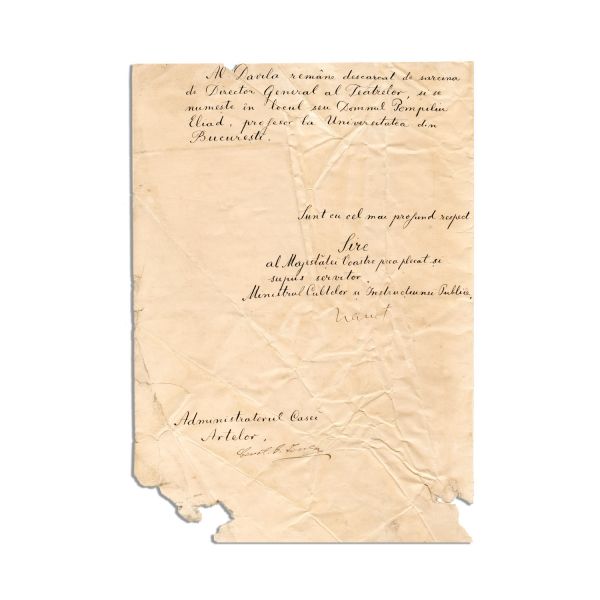 Spiru Haret, document prin care solicită demiterea lui Al. Davila