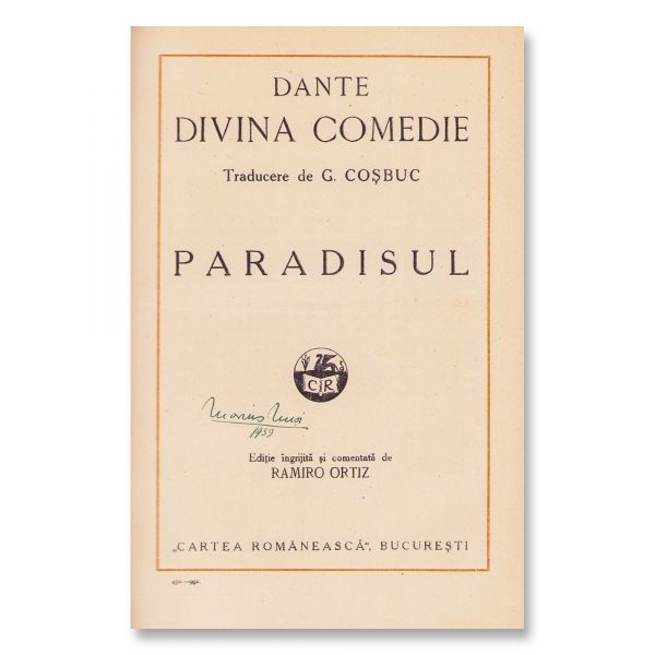 Dante, Divina Comedie, traducere de G. Coșbuc, 3 volume, 1924-1932
