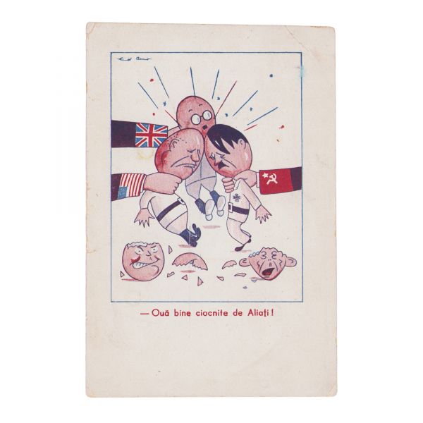 Franz Joseph, Adolf Hitler, două cărți poștale cu caricaturi, cca. 1916 - 1945 