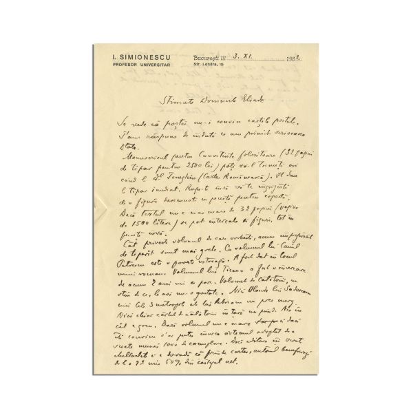 Ion Th. Simionescu, două scrisori către Mircea Eliade, aprilie-noiembrie 1932