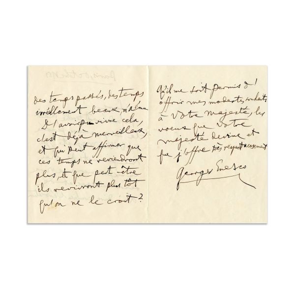 George Enescu, scrisoare expediată regelui Carol al II-lea, octombrie 1951
