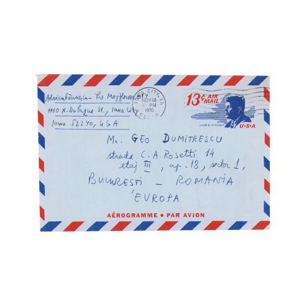 Adrian Păunescu, scrisoare pentru Geo Dumitrescu, 9 noiembrie 1970