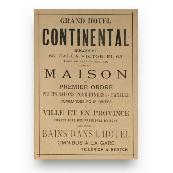 Grand Hotel Continental, reclamă tip afiș, 1897