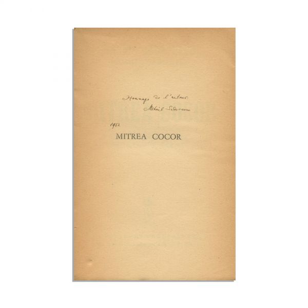 Mihail Sadoveanu, Mitrea Cocor, 1951, cu dedicație olografă
