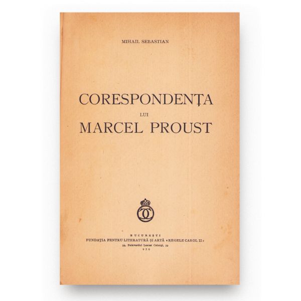 Mihail Sebastian, Corespondența lui Marcel Proust, 1939, cu dedicație 