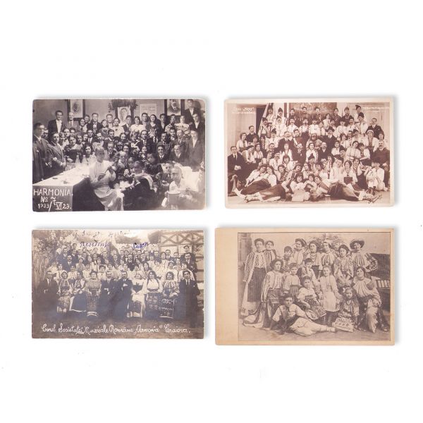 Coruri și ansambluri muzicale din România, patru fotografii tip carte poștală  