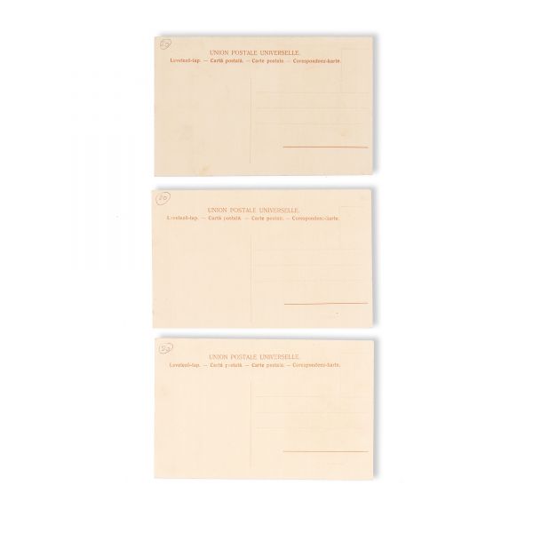Duiliu Zamfirescu, Alexandru I. Bassarabescu și Ioan Adam, trei cărți poștale ilustrate, tip carte de vizită
