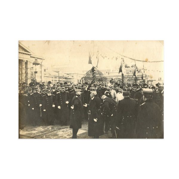 Regele Carol I alături de principele Ferdinand, fotografie din timpul unor manifestații militare, 28 noiembrie 1900