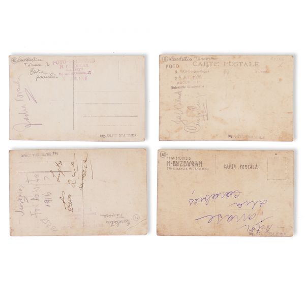 Actorul Constantin Tănase interpretând diverse roluri, patru fotografii tip carte poștală - foarte rare