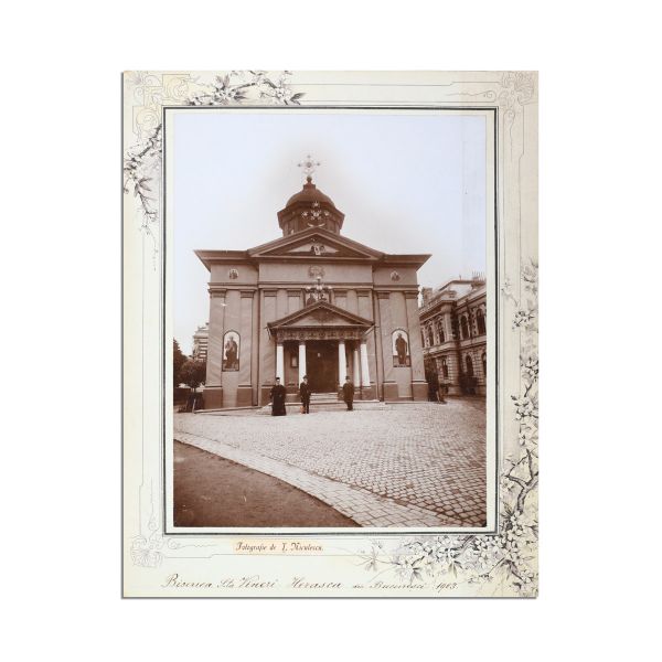 Biserica Sf. Vineri Herasca din București, fotografie de epocă, 1903, atelier I. Niculescu - Piesă rară