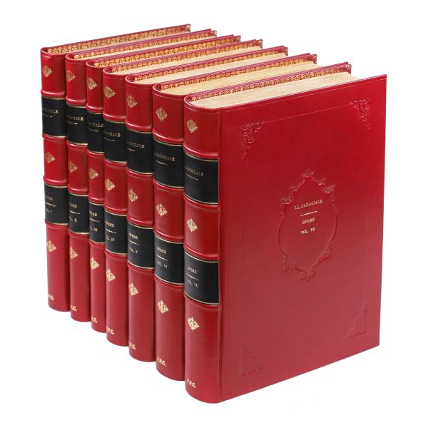 I. L. Caragiale, Opere, 7 volume, exemplar bibliofil cu dedicația lui Paul Zarifopol pentru dr. G. Eustațiu