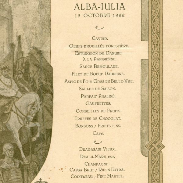 Meniul încoronării de la Alba-Iulia, 1922