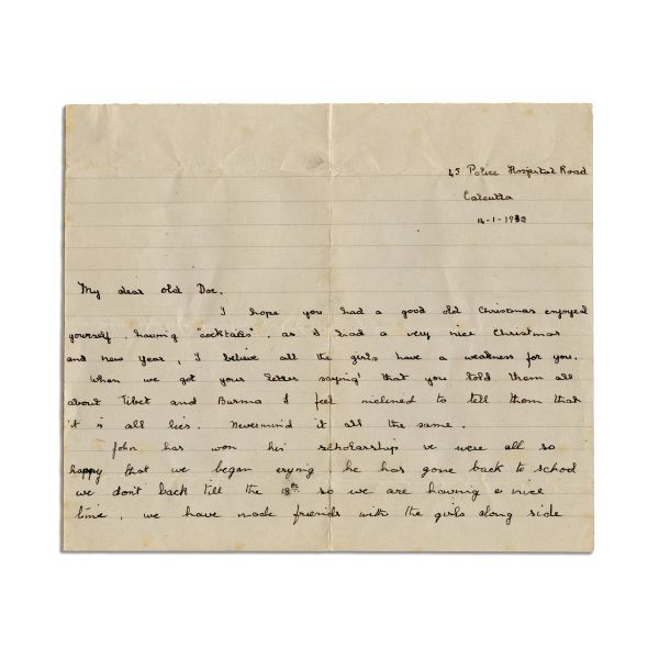 Verna Perris, scrisoare pentru Mircea Eliade, 14 ianuarie 1932