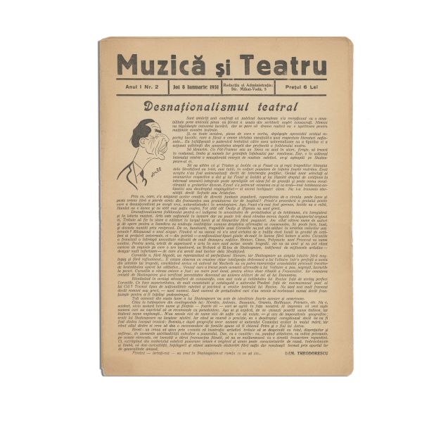 Publicația „Muzică și teatru”, Anul I, 12 numere, 1931