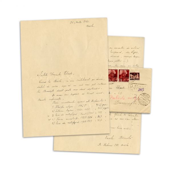 Vasile Băncilă, scrisoare pentru Mircea Eliade, 26 martie 1940