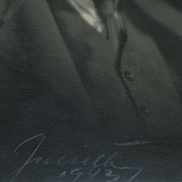George Enescu, fotografie cu semnătura atelierului Julietta + bilet cu semnătura compozitorului
