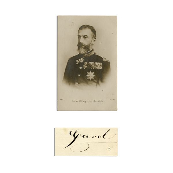Regele Carol I, fotografie tip carte poștală + semnătură olografă