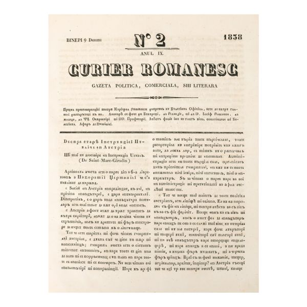 Publicația „Curierul Românesc” Anul IX și Anul X, 1838-1839