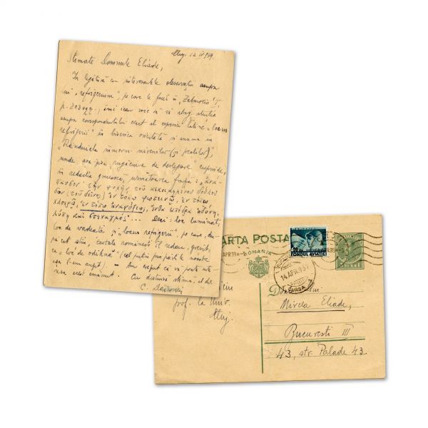 Constantin Daicoviciu, carte poștală către Mircea Eliade, 12 Aprilie 1939
