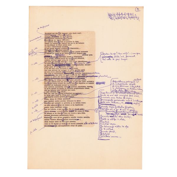 Arhiva de manuscrise cu poezii și versuri scrise de Geo Dumitrescu