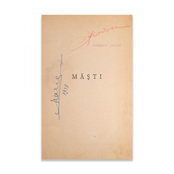 Maria, regina României, Măști, 1938, cu semnătură, cu ex-librisul lui Eugen Ionescu