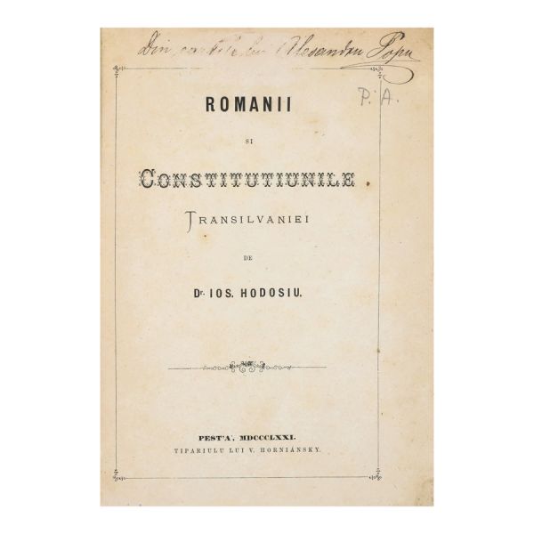 I. Hodosiu, Românii și constituțiunile Transilvaniei, 1871