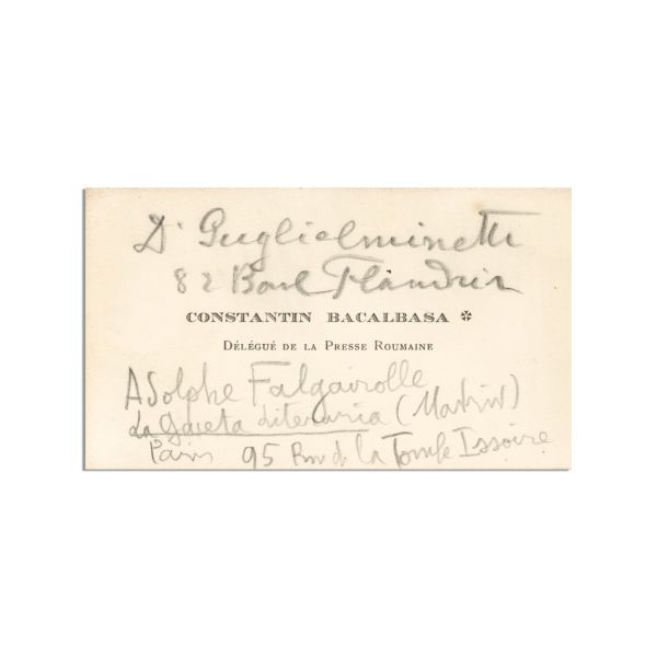 I. G. Duca, scrisoare către C. Bacalbașa, 1930 + cărțile de vizită ale celor doi cu însemnări olografe