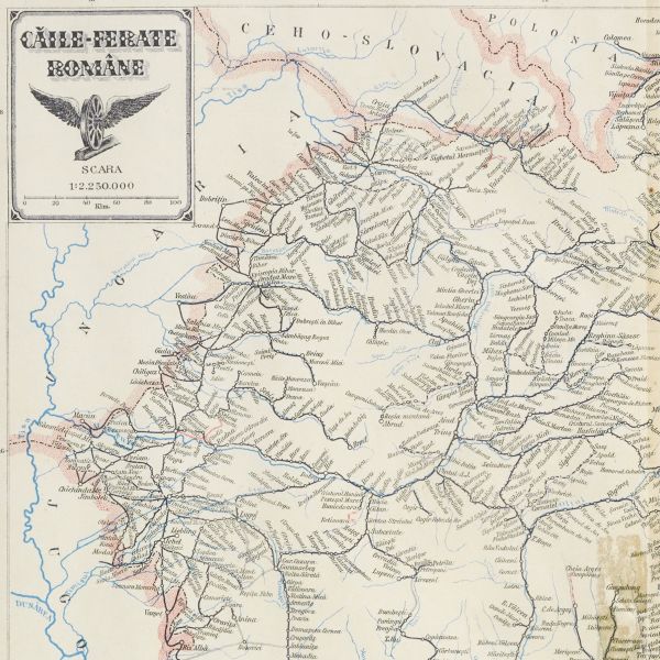 Harta Căilor Ferate Române, litografie de V. Voill