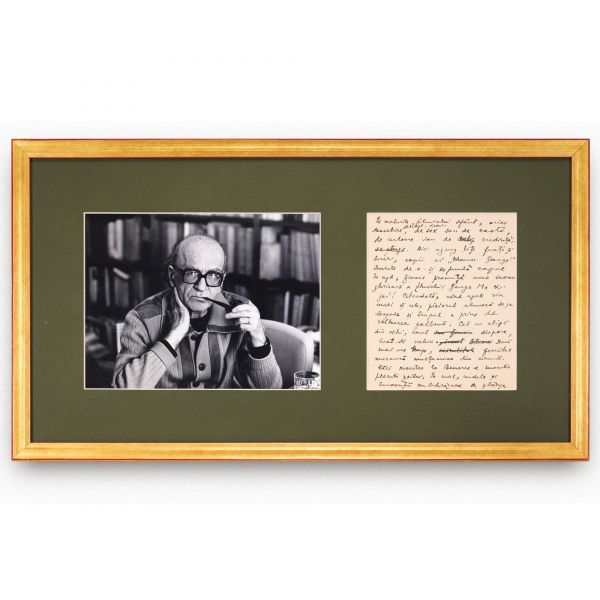 Mircea Eliade, filă manuscris despre credințele legate de fluviul Gange + fotografie