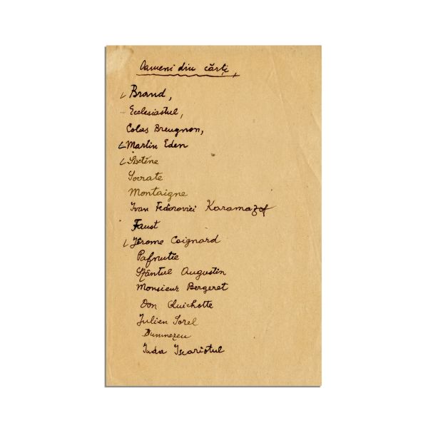 Mircea Eliade, Ce am să scriu (Bibliografie potențială), manuscris